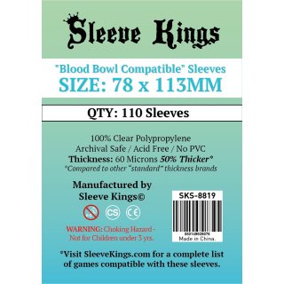 Card Sleeves - 78 x 113mm - Sleeve Kings - Blood Bowl Compatible - 110 Stück - 60 Micronss