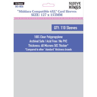 Card Sleeves - 127 x 153mm - Sleeve Kings - Middara Compatible 6XL - 110 Stück - 60 Micronss