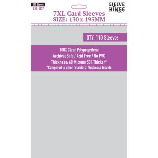 Card Sleeves - 130 x 195mm - Sleeve Kings - 7XL Sleeves - 110 Stück - 60 Micronss