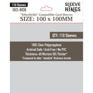 Card Sleeves - 100 x 100mm - Sleeve Kings - Etherfields Compatible - 110 Stück - 60 Micronss