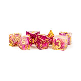 Handcrafted Sharp Edge Resin Dice Set: Thousand Day Red