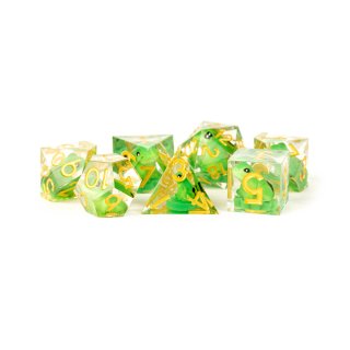 Handcrafted Sharp Edge Resin Dice Set: Frog Dice