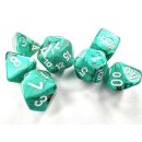 Chessex Marble Mini-Polyhedral 7-Die Set - Oxi-Copper/white