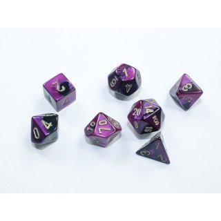 Chessex Gemini Mini-Polyhedral 7-Die Set - Black-Purple/gold