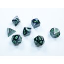 Chessex Gemini Mini-Polyhedral 7-Die Set - Black-Grey/green
