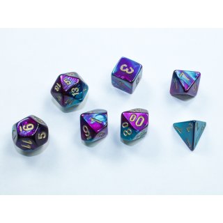 Chessex Gemini Mini-Polyhedral 7-Die Set - Purple-Teal/gold