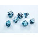 Chessex Gemini Mini-Polyhedral 7-Die Set - Steel-Teal/white