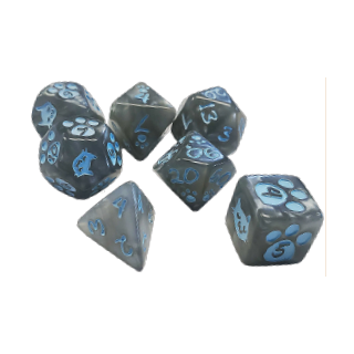 Kitten Polyhedral Dice Set Gray