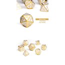 Metal & Enamel Dice Set (7) White & Gold