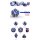 Metal & Enamel Dice Set (7) Burgundy & Blue