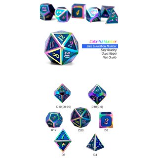 Metal & Enamel Dice Set (7) Aquamarine Iridescence