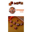 Metal & Enamel Dice Set (7) Orange & Gunmetal