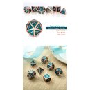 Metal & Enamel Dice Set (7) Teal & Copper