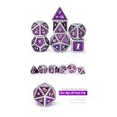 Metal & Enamel Dice Set (7) Amethyst