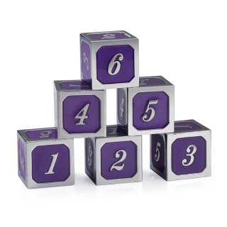 D6 - Metal & Enamel Dice Set (12) Ultraviolet & Silver