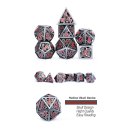 Hollow Dice Set (7) Skull Gunmetal & Red