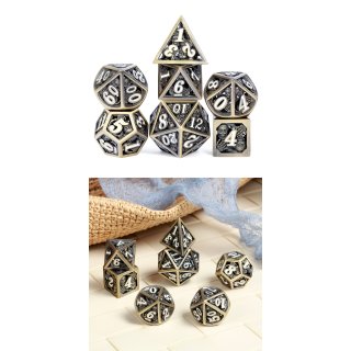 Hollow Dice Set (7) Skull Bronze & White