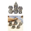 Hollow Dice Set (7) Skull Bronze & White