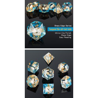 Sharp Edge Dice Set (7) Seashell