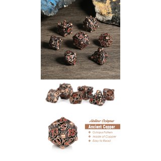 Hollow Dice Set (7) Kraken Copper & Red