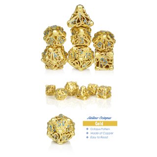 Hollow Dice Set (7) Kraken Gold & Blue
