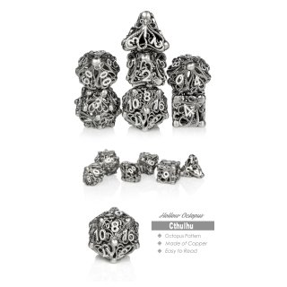 Hollow Dice Set (7) Cthulhu Nickel & White