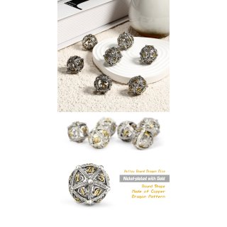 Hollow Orb Dice Set (7) Dragon Silver & Gold