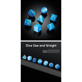 Gemstone Dice Set (7) Blue Cats Eye Synthetic