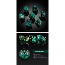 Gemstone Dice Set (7) Green Cats Eye Synthetic