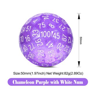 D100 Dice Purple Glitter