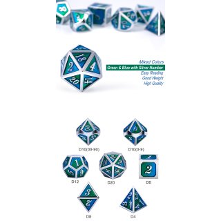 Metal & Enamel Dice Set (7) Earth