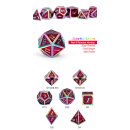 Metal & Enamel Dice Set (7) Red Iridescence