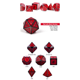 Metal & Enamel Dice Set (7) Rose & Gunmetal