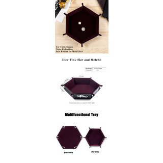 Hexagon Folding Dice Tray (Maroon)
