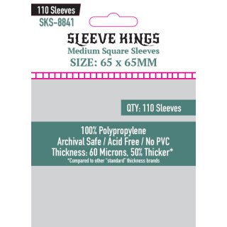 Card Sleeves - 65 x 65mm  - Sleeve Kings - Medium Square - 110 Stück - 60 Microns