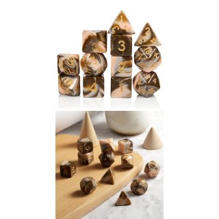Acrylic Dice Set (12) Chocolate Pudding