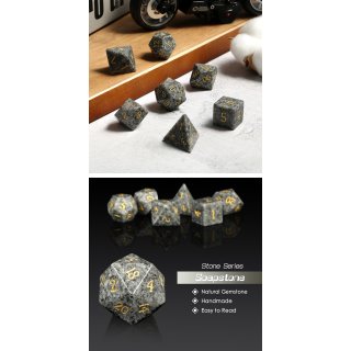 Gemstone Dice Set (7) Soapstone Natural