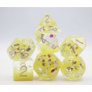 Milk Yellow with Shimmer Diamond Filled RPG Dice (7)
