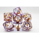 Purple Liquid Core Sharp Edge Resin RPG Dice Set (7)