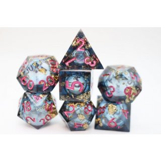 Crystal Asteroid Sharp Edge Resin RPG Dice Set (7)