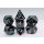 Black with Blue Orchids RPG Metal Dice Set (7)