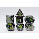 Black with Green Orchids RPG Metal Dice Set (7)