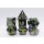 Black with Green Orchids RPG Metal Dice Set (7)