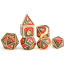 Behemoth Gold with Red and Black Enamel Polyhedral Dice Set