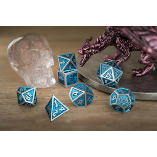 Draconis Brushed Blue Polyhedral Dice Set