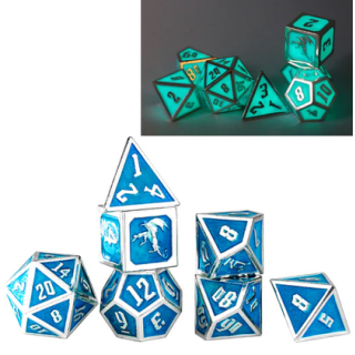 Draconis Silver With Glow In The Dark Polyhedral Dice Set