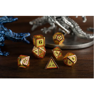 Hollow Wyvern RPG Dice Set Gold w/Red/Green (7)