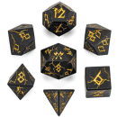 Metal Solid Barbarian Matt Black w/Gold Polyhedral Dice Set