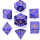 Metal Solid Barbarian Shiny Purple w/Gold Polyhedral Dice Set