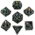 Gold w/Red Skulls Grin Hollow Metal Dice Set (7)